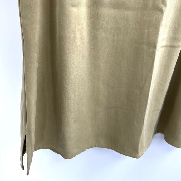 ASIATICA Olive Green Lagenlook 2 Piece Set Silk Tank & Wide Leg Pants Size 18 - Picture 4 of 9